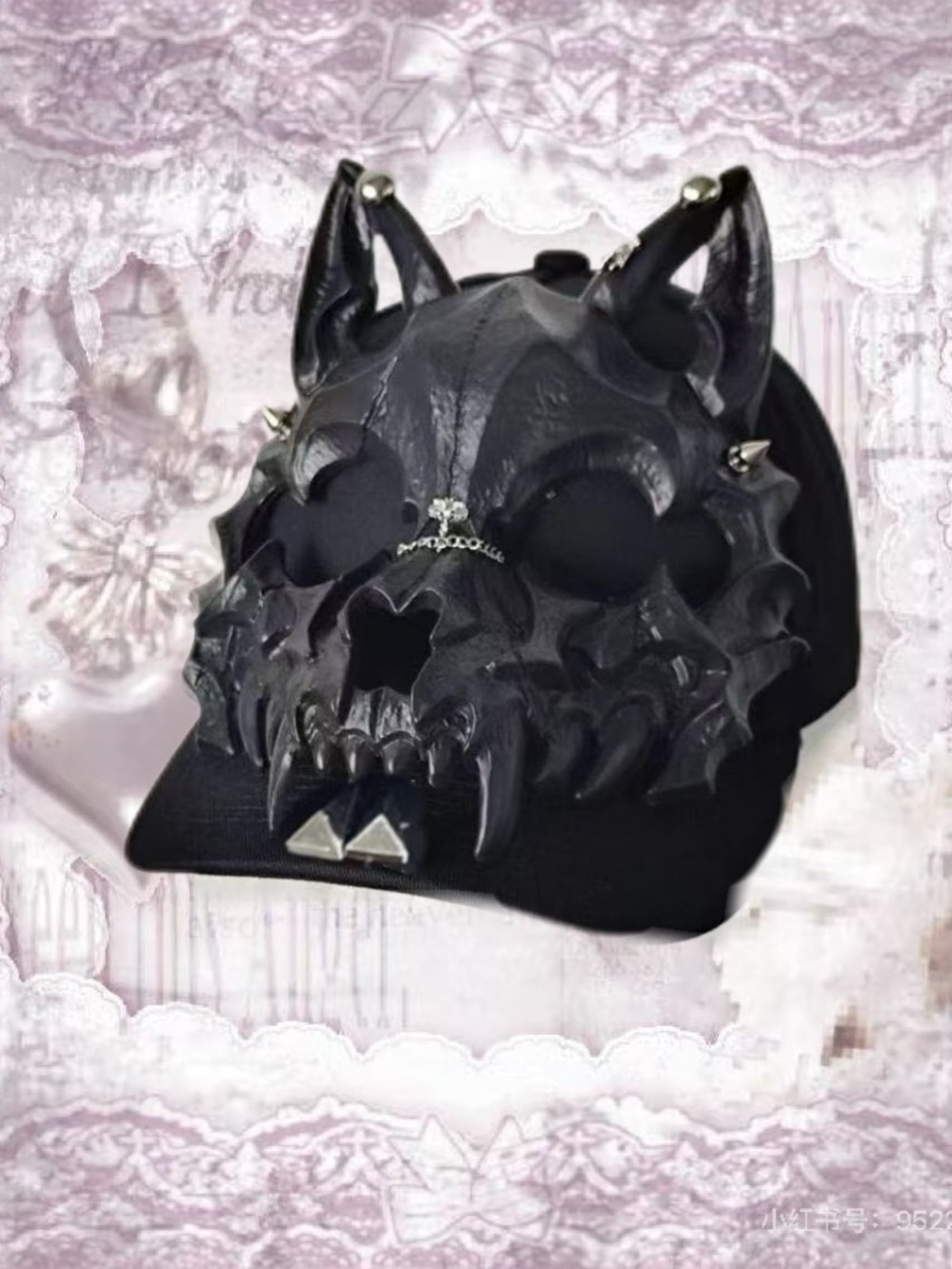 Black Gothic Spike Cat Skull Cap - Kids Accessories